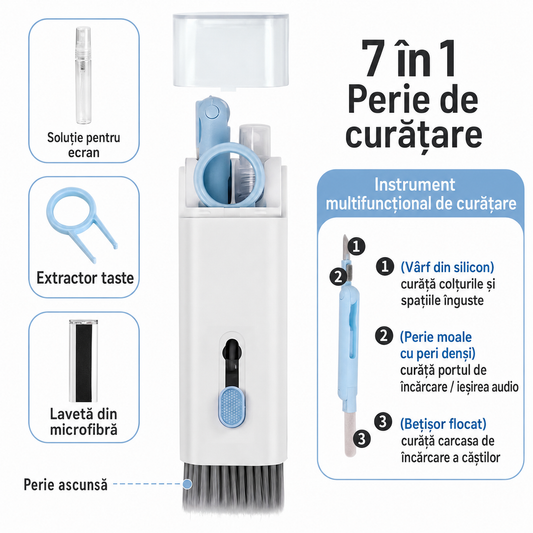 Perie multifuncțională de curățare 7 în 1 pentru electronice