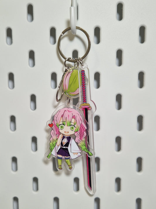 Breloc acrilic Mitsuri cu sabie - Demon Slayer