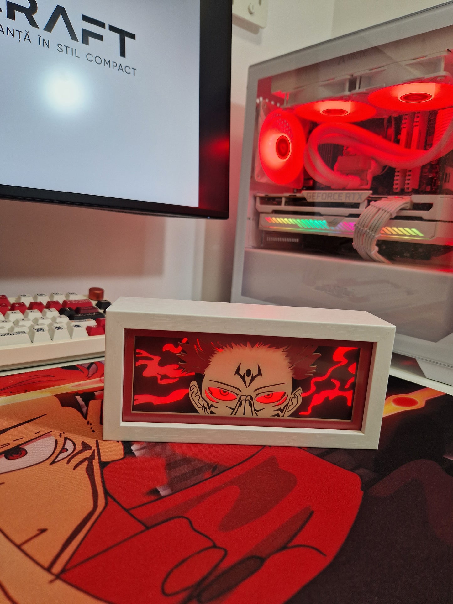 Lampa decorativa LED Sukuna din Jujutsu Kaisen pe mousepad