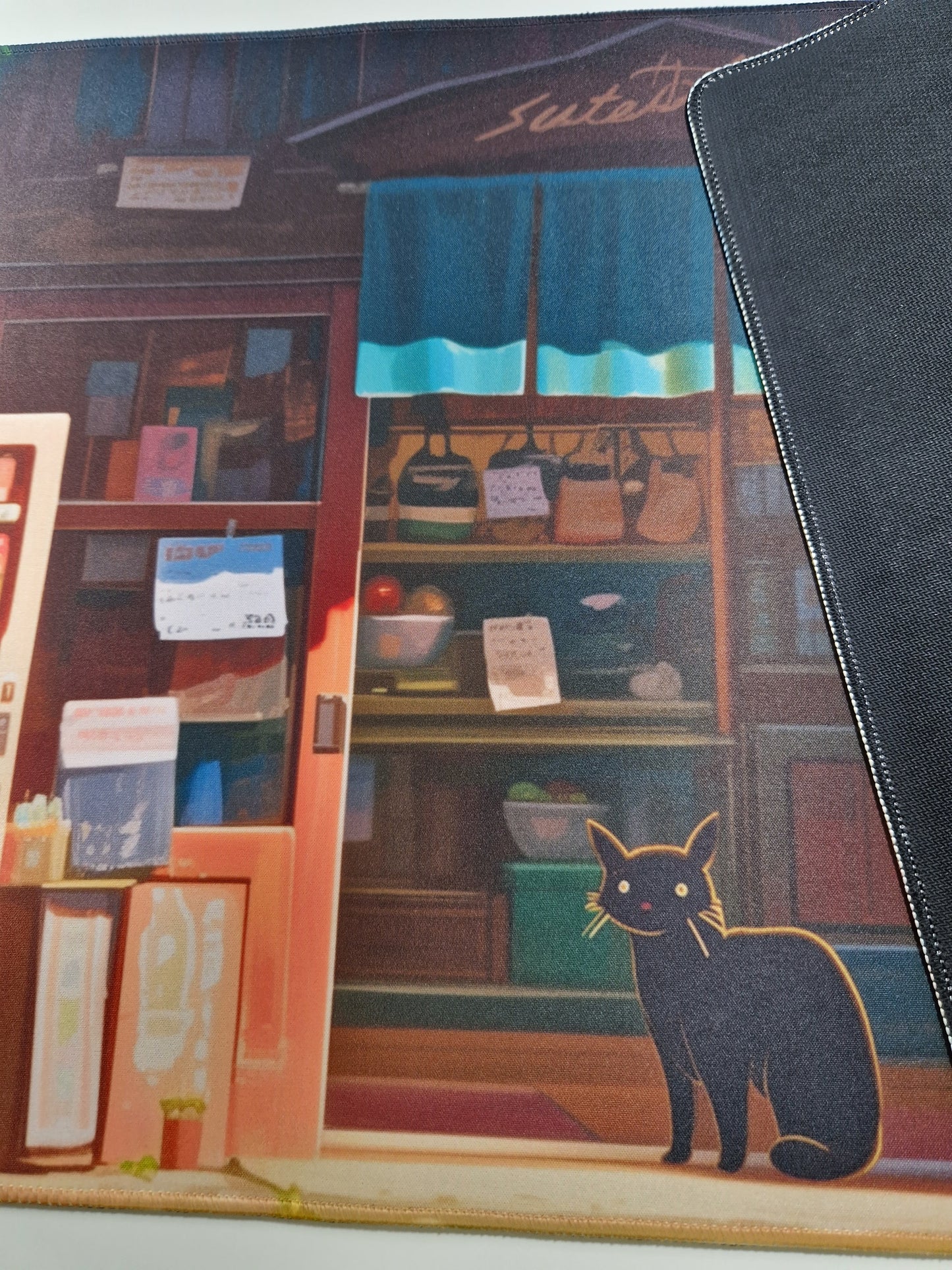 mousepad xxl anime pisica neagra 90x40cm material cauciucat