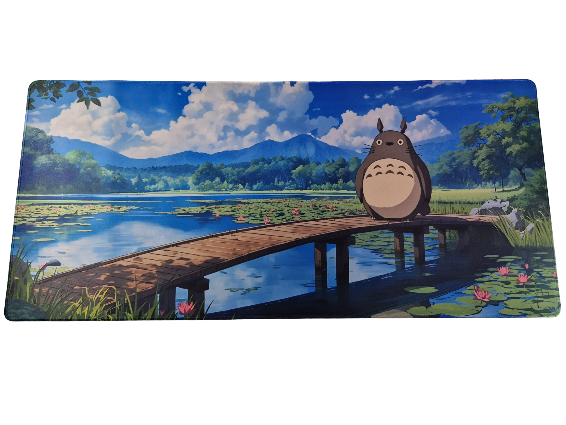 Mousepad Totoro din Ghibli pe lac in setup complet de gaming privit din ansamblu