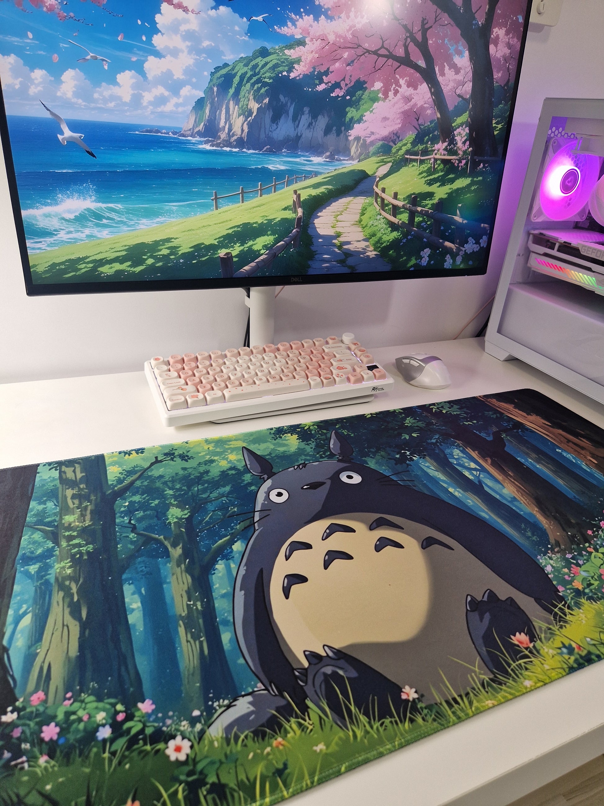 Setup de gaming cu personaj inspirat din Ghibli - Totoro