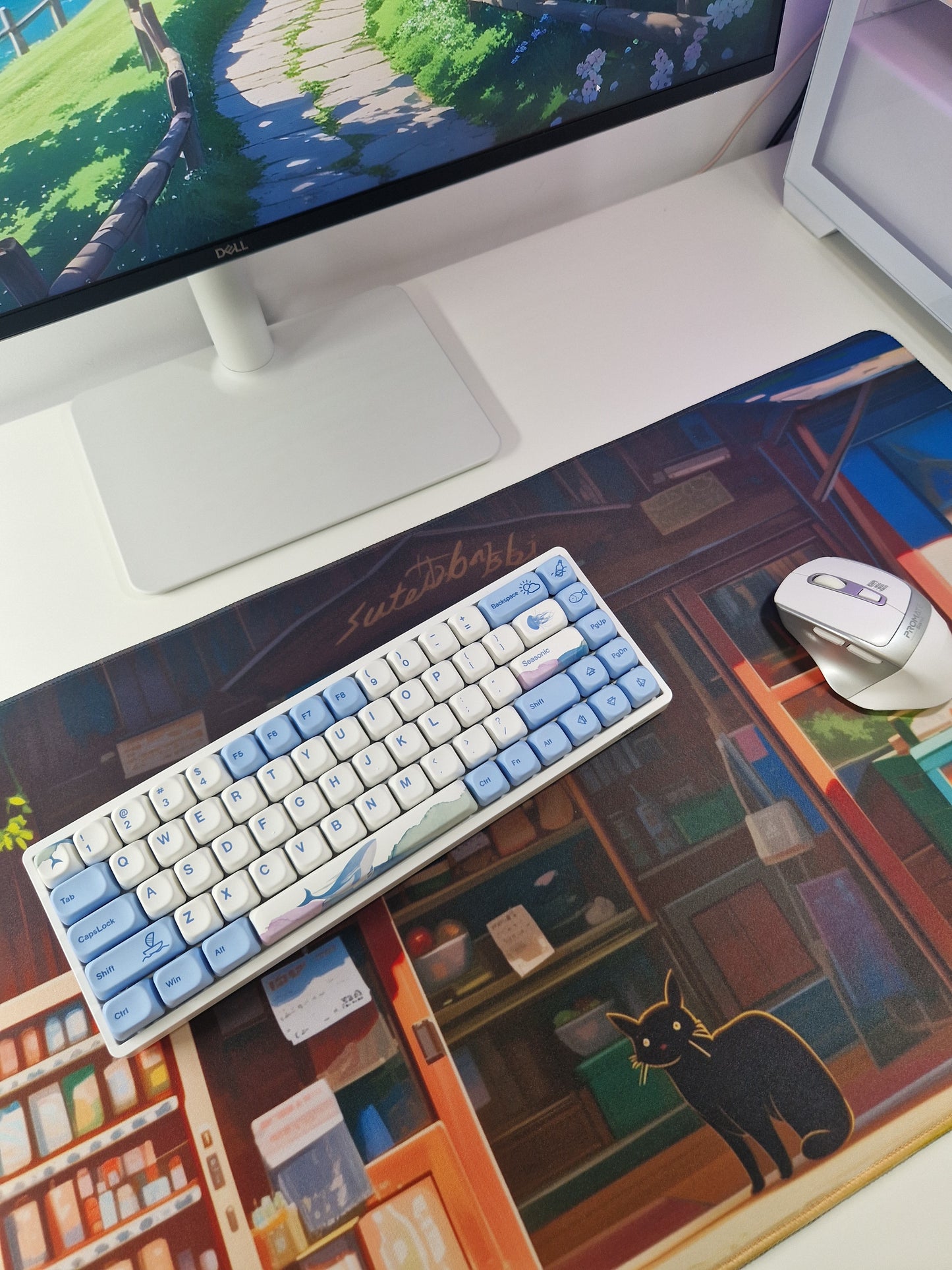 mousepad xxl anime pisica neagra 90x40cm close-up