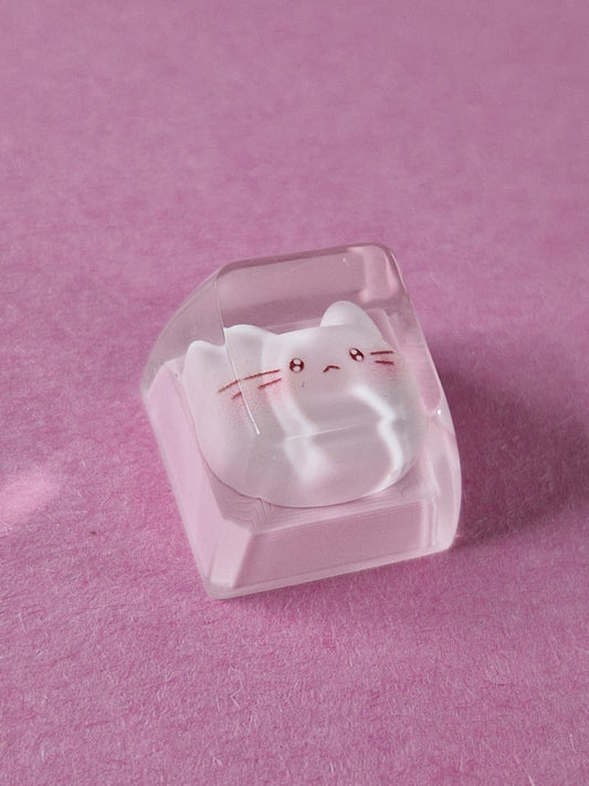 Tasta R4 din rasina translucida cu pisica roz compatibila Cherry MX